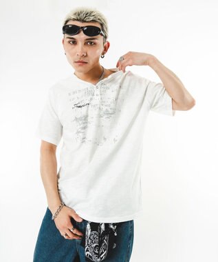 WEGO 【ユニセックス着用ITEM】アイレットスラブヘンリーネックT（SS） ホワイト