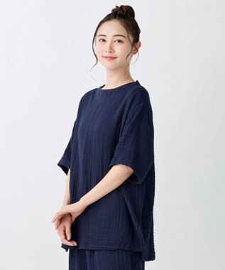 UCHINO クレープガーゼシンプルルームウェア ユニセックス ネイビー