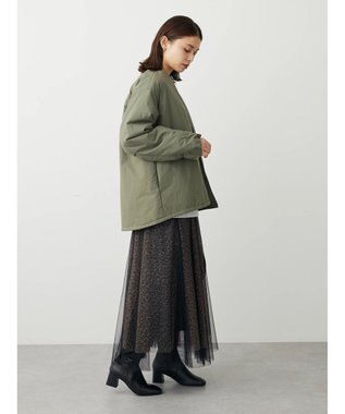 Green Parks ライト中わたノーカラーブルゾン Khaki