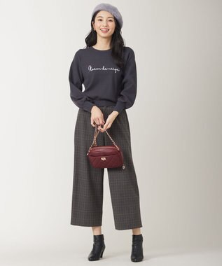 ANY SIS S 【洗える】ロゴ刺繍 ニット チャコール×アイボリー