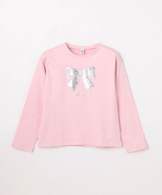 ANY KIDS 【綿100%】リボンアソート 長袖Tシャツ ピンク