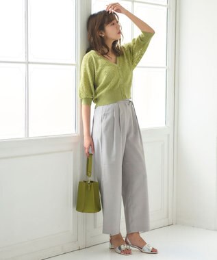 Feroux 【洗える】セミワイド パンツ ベージュ系