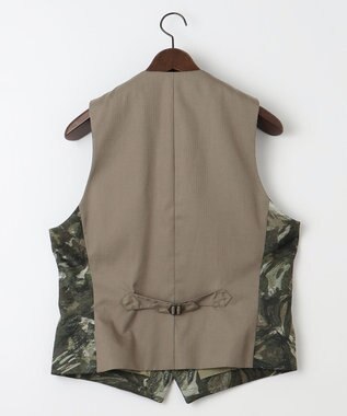 JOSEPH ABBOUD 【イタリア素材/軽量/ストレッチ】バックプリントジャージーベスト カーキ系