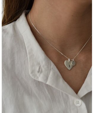 yoaa シルバー925 ハートプレートブラックダイヤモンドネックレストップ シルバー925