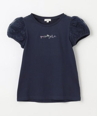 ANY KIDS 袖 チュール Ｔシャツ ネイビー