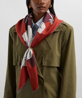 LIBERTY. フラジャイル ブルームズ 90x90 シルク スカーフ オレンジ