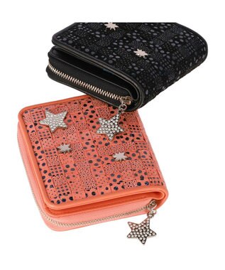 tsumori chisato CARRY キラメッシュ ラウンドファスナー折財布 ピンク