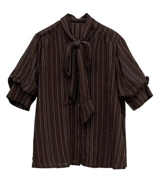 Green Parks ２ＷＡＹボウタイバルーンスリーブブラウス Brown