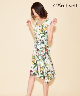 San-ai Resort（三愛水着楽園） 【SALE】【Coral veil】Botanical Garden ショルダードレス 3点セット水着 9号/11号 ホワイト