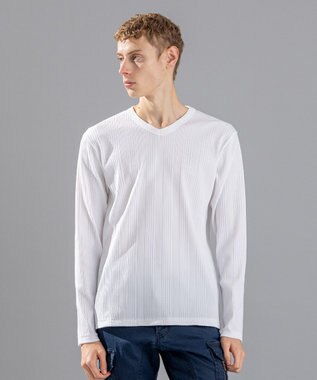 JOSEPH HOMME 【LEON 掲載】テックリブジャージー　Vネックカットソー ホワイト系