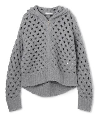 BEIGE， KOKOMO / ウールアルパカメッシュニットパーカー Md.Gray