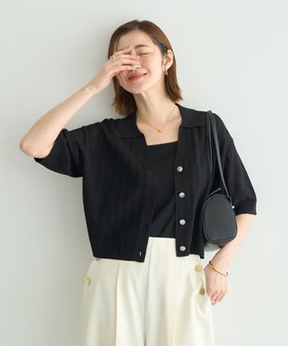 YECCA VECCA ストライプメッシュニットカーディガン