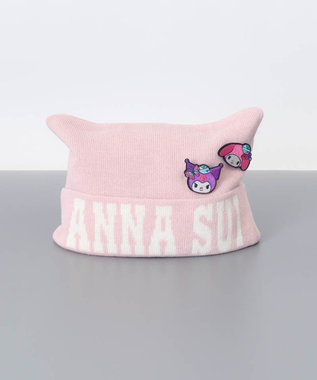 AURORA 【 ANNA SUI（アナ スイ）】マイメロディ&クロミ 刺しゅうブローチ付きネコ耳ニットワッチ