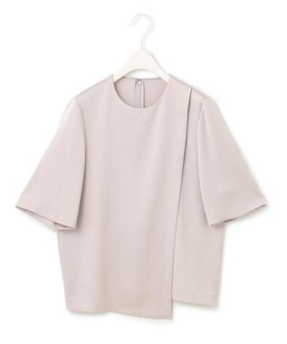 ICB 【洗える】 サテンクレープ Tブラウス パールグレー系