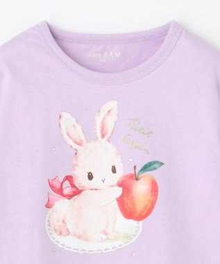 ANY KIDS アニマル×フルーツ 長袖 Tシャツ ラベンダー×ウサギ