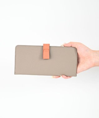 Atelier nuu 日本製 本革 バイカラーnoble スマートロングウォレット グレージュ×ピンク
