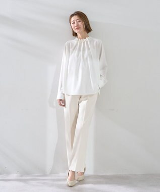 YECCA VECCA パールタックブラウス Off White