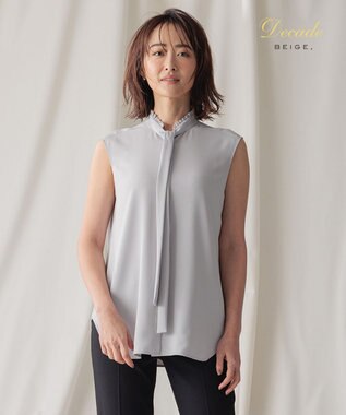 BEIGE， 【洗える】EVA / ボウタイブラウス Ice Blue