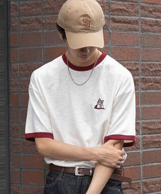 WEGO ワンポイント刺繍リンガーT（SS） ホワイトアイボリー