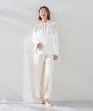 YECCA VECCA パールタックブラウス Off White