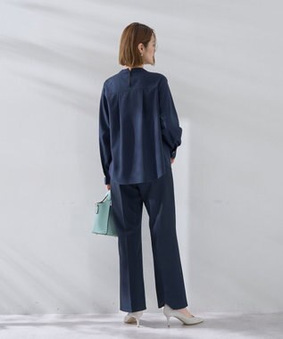 YECCA VECCA パールタックブラウス Navy