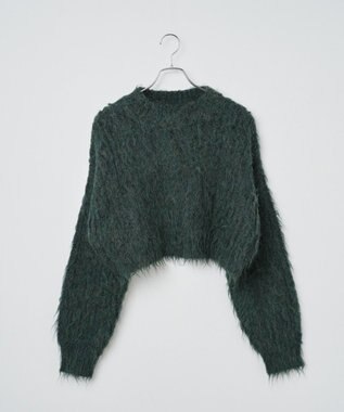 WEGO ブラッシュニットショートプルオーバー ダークグリーン