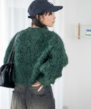 WEGO ブラッシュニットショートプルオーバー ダークグリーン