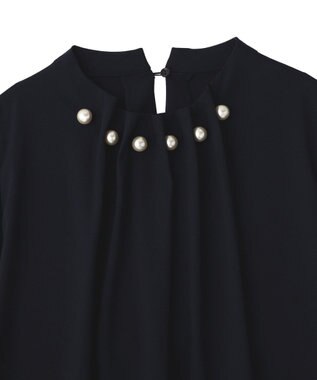 YECCA VECCA パールタックブラウス Navy