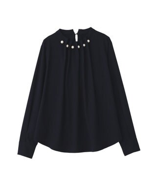 YECCA VECCA パールタックブラウス Navy