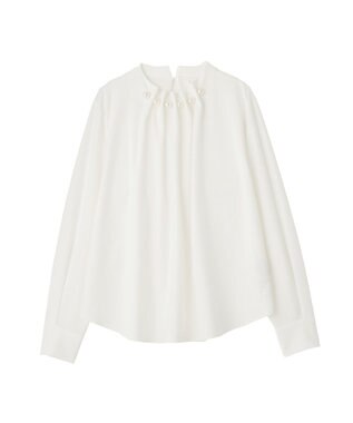 YECCA VECCA パールタックブラウス Off White