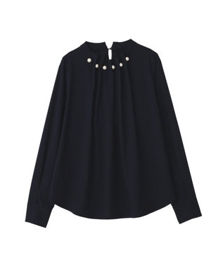 YECCA VECCA パールタックブラウス Navy