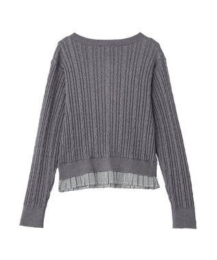 earth music&ecology 【予約】プリーツレイヤーケーブルニットカーディガン Gray