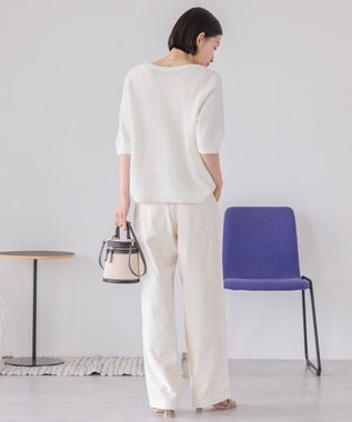 AMERICAN HOLIC 透かし編み半袖ニットプルオーバー Off White