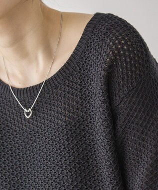 AMERICAN HOLIC 透かし編み半袖ニットプルオーバー Black