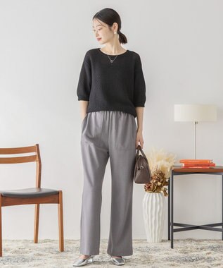 AMERICAN HOLIC 透かし編み半袖ニットプルオーバー Black