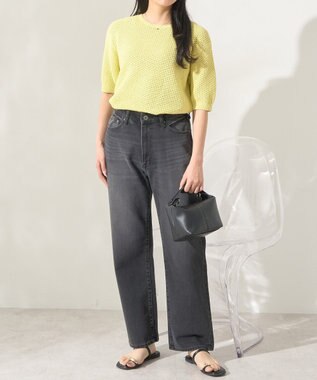 AMERICAN HOLIC 透かし編み半袖ニットプルオーバー Pistachio