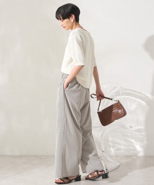 AMERICAN HOLIC 透かし編み半袖ニットプルオーバー Off White