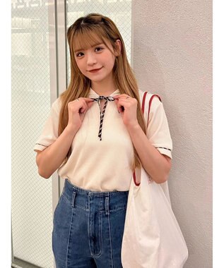 Green Parks チェックポイントワッフルプルオーバー Off White