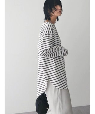 Green Parks ラウンドボーダーリラックスプルオーバー Gray