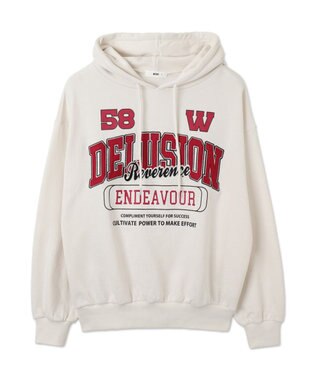 WEGO ロゴビッグプルパーカー ホワイトアイボリー