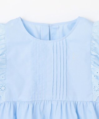 組曲 KIDS 【150-160㎝】レースペプラム ブラウス サックスブルー