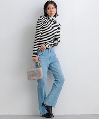 23区 【Oggi1月号/CLASSY.11月号掲載】ウーステッドウール リブタートルネック ニット オフ×ブラック