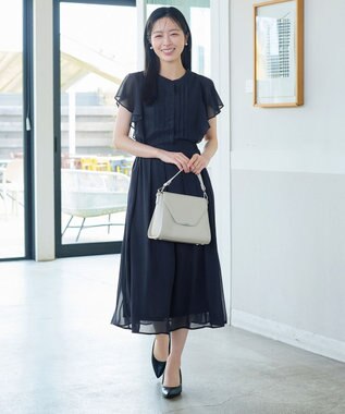 Tiaclasse L 【新色追加】フレアスリーブワンピース ダークネイビー