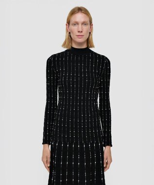 JOSEPH 【洗える】フラグメントストライプ　モックネックニット