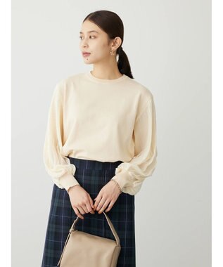 Green Parks プリーツ袖ニットプルオーバー Ivory