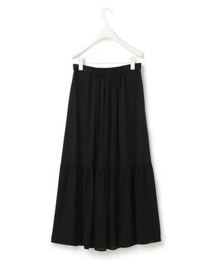 ICB 【洗える】エステルジョーゼット ティアードスカート ブラック系