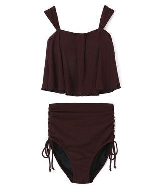 San-ai Resort（三愛水着楽園） インポートファブリック　ワンピ見えハイウエスト　ビキニ ブラウン