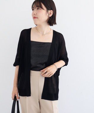 Green Parks 接触冷感七分袖カーディガン Black