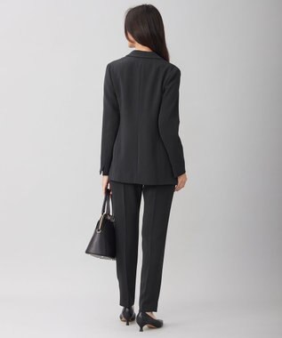 自由区 【セットアップ対応・洗える】トリアセダブルクロステーパード パンツ ブラック系