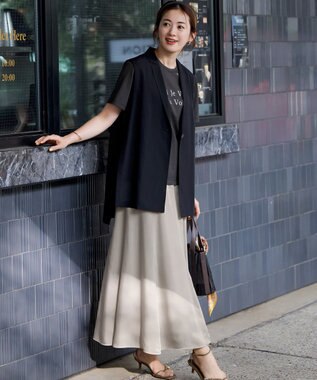 23区 S 【洗える】ライトシアーマットクロス ジレ ブラック系